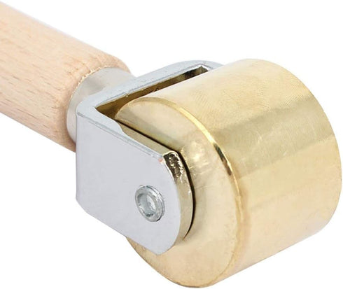 Gold Leather Roller Platen Tool Leather Edge Glue Press and Smoother Trimmer Press Board Tool Iron Roller Wooden Handle Leather Craft DIY (26mm)...