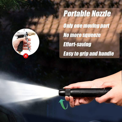 Fusenliang Garden Hose Nozzle Sprayer, Metal High Pressure Leak-proof Water Hose Nozzle with 3 Adjustable Spray Patterns, for Car&Pet Washing, Gar...