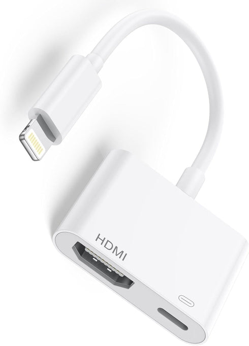 Apple MFi Certified Apple Lightning to HDMI Adapter, Apple Lightning to Digital AV Adapter, 1080P Sync Screen with Lightning Charging Port for iPh...