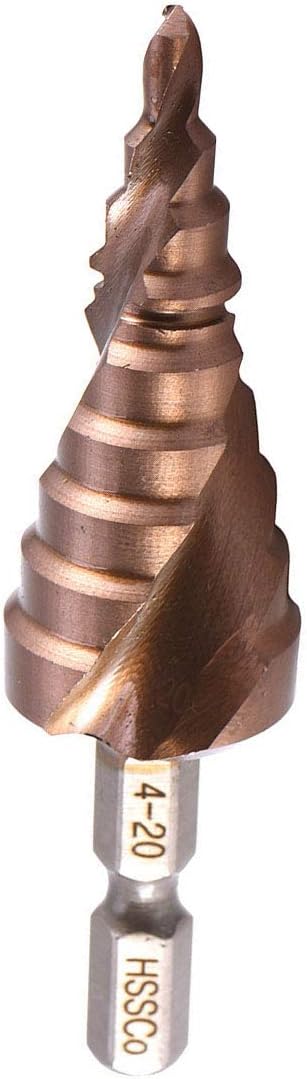 Meichoon Step Drill Bit 4-20mm HSS M35 Co Spiral Groove Hex Shank, Multi-Functional Drilling Tool HSS Cobalt Counterbore Hole Cutter for Wood Stai...