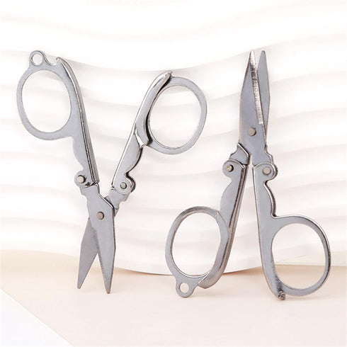 Folding Scissors, 2Pcs Stainless Steel Folding Scissors Pocket Portable Foldable Travel Scissors Small Craft Cutter, Silvery...