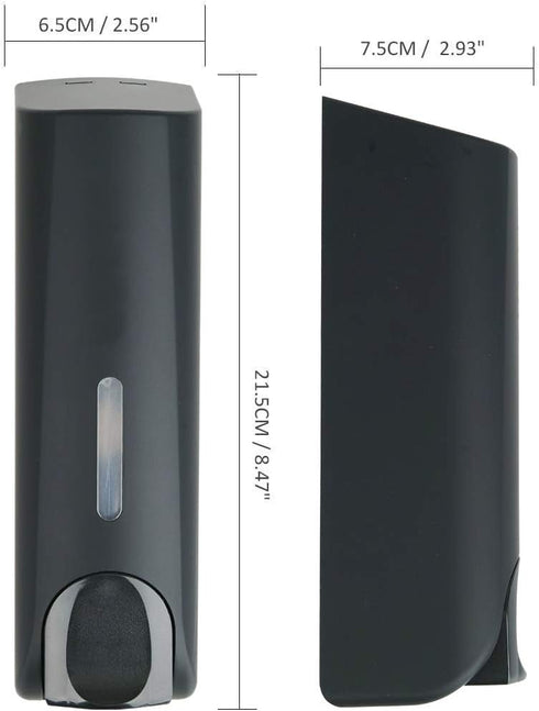 Shampoo and Conditioner Dispenser, No Drill Wall Mounted Shower Dispenser, Black, Single Chamber, 350ml...