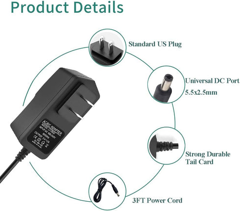 5V 2A DC Power Supply Adapter Power 100-240V AC to DC 5 Volt 2 Amp 10W Converte AC/DC Adapter with 5.5 x 2.5mm/5.5x2.1mm tip for TV Box LED Strip ...