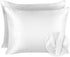 Satin Pillowcase with Zipper for Hair and Skin Care, Feels Soft and Cool Like a Silk Pillowcase, White Satin Pillow Cases 2 Pack, Slik Pillow Cove...