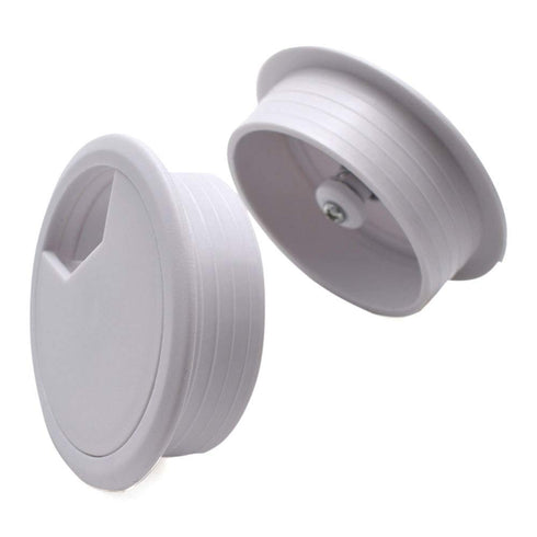 2 Inch (50mm) White Wire Grommets and Cable Ties Kit ABS Plastic Desk Hole Cover Cord Organizer for Computer Desk Cabinet (2pcs Desk Grommets + 6p...