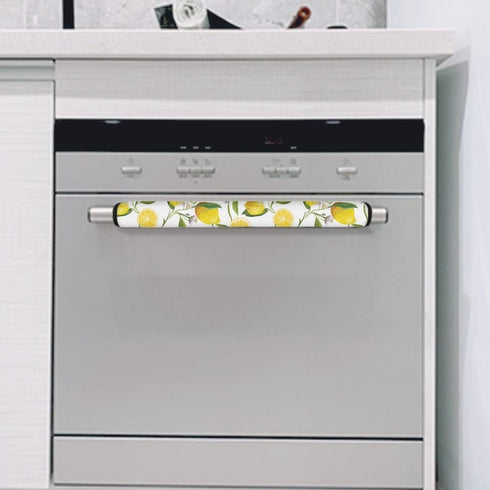 Jiueut 2 Pack Yellow Lemon Print Refrigerator Handle Covers,Kitchen Appliance Handle Covers Antiskid Protector Gloves for Fridge Oven Keep Off Fingerprints,Stain