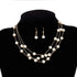 Gold Layered Pearl Necklaces for Women Faux Pearls Necklace Bracelet Earring Set for Women Girls Multi Layered Pearl Choker Necklaces...
