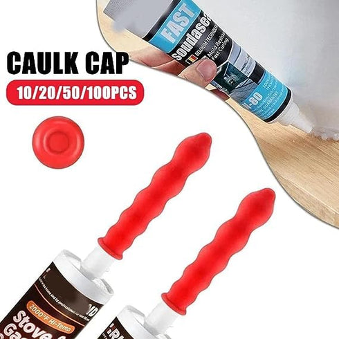 10Pcs Red Caulk Cap, Caulk Saver Cap for Sealing and Preserving Open Caulking Tube, Universal Fit Caulk Tube Latex Sealing Caps Adhesive Caulk...