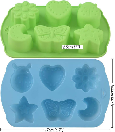Newk Insects Silicone Candy mold, 4 Packs 6- Cavity Animal Butterfly Moon Star 3D Bakeware Mold, Nonstick Food Grade Mold for Candies, Chocolate, ...