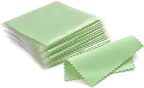 SEVENWELL 50pcs Jewelry Cleaning Cloth Green Polishing Cloth for Sterling Silver Gold Platinum Small Polish Cloth 8x8cm...