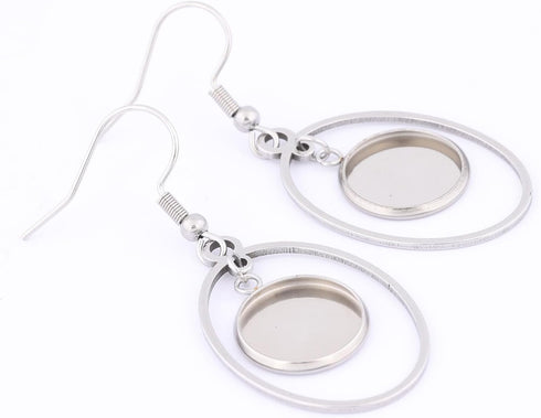 20pcs Stainless Steel Earring Base Blanks Fit 12mm Round Cabochon Bezel Setting Trays DIY Jewelry Making Supplies...