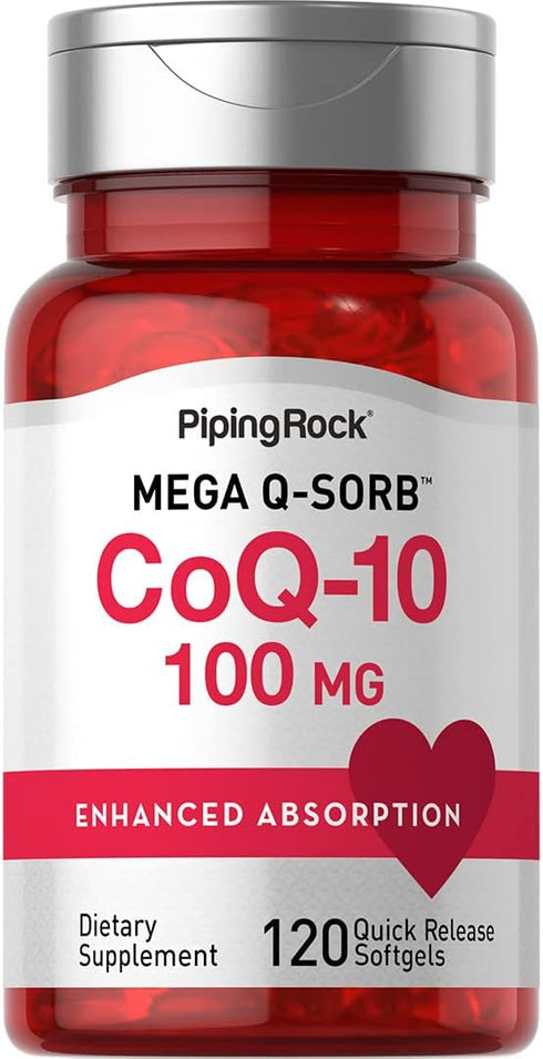 Piping Rock CoQ10 100mg Softgels | 120 Count | with Black Pepper Extract | Enhanced Absorption | Non-GMO, Gluten Free Supplement...