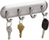 iDesign York BPA-Free Plastic AFFIXX Self-Adhesive 4-Hook Key Rack - 6" x 1.8" x 1.2", Brushed/Chrome...