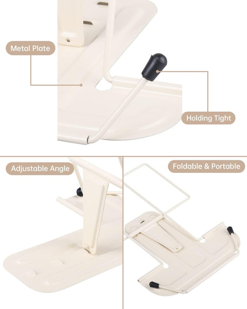 Book Stand for Reading, Adjustable Reading Rest Book Holder, Documents Holder, Sturdy Typing Stand for Recipes Textbooks Tablet Music Books(Milky ...