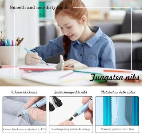 EC 5 Pcs Inkless Eternal Pencils, Everlasting Infinity Pencil with Eraser, Eternal Pencil For School Office for Writing, Sketch, Drawing(5 Pencils...