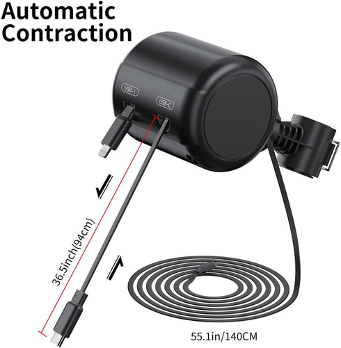 Multi Car Retractable Backseat 3 in 1 Car Charging Station Box (3Ft - Mini)...