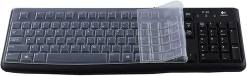 Ultra Thin Desktop PC Silicone Clear Keyboard Cover Skin Protector Compatible with Logitech K120 MK120 Keyboard (NOT Compatible for Other Desktop ...