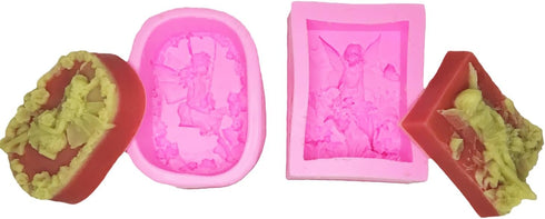 2pcs Flower Fairy Soap Molds Handmade Chocolate Making Bakeware Cooking Mousse Cake Silicone Moulds Fondant Gumpaste diy Mold (Pink)...