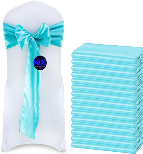 MDS Pack of 25 PCS Satin Chair Sashes Charmeuse Sateen Dining Chair Bows Ribbon Ties Back Sash for Wedding Party Birthday Home Hotel Restaurant Ba...