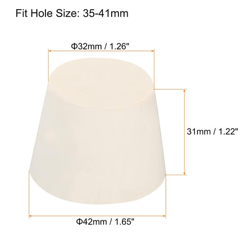 MECCANIXITY Rubber Tapered Plug 32mm to 42mm Solid Test Tubes Bungs Stopper White for Lab Home 4 Pieces...