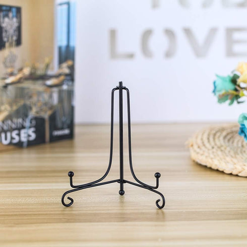 (4 pack)Iron Display Stand, Black Iron Easel Plate Display Photo Holder Stand, Displays Picture Frames, Cookbooks, Decorative Plates, Tablets and ...