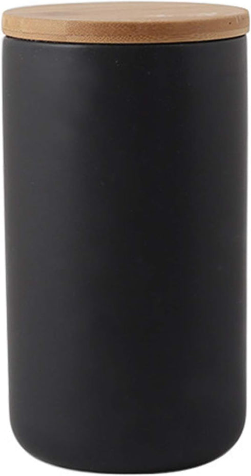 YYW Ceramic Food Storage Jar Canister with Airtight Wooden Lid, Modern Design Food Canisters Loose Tea Coffee Sugar Spice Nuts Snacks Seasonings S...