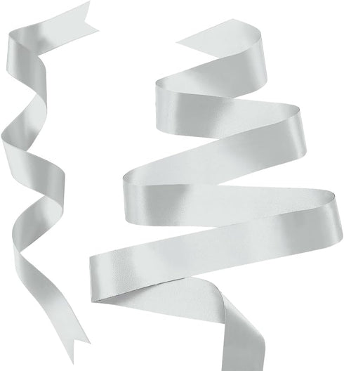 Silver Satin Ribbon for Gift Wrapping1 Inch 25 Yards Easter Ribbon for Crafts Silver Ribbon for Christmas Tree Gray Ribbon for Gift Wrapping Weddi...
