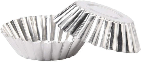 NNon-Stick Egg Tart Molds, Carbon Steel Mini Baking Cup, Reusable Baking Tinplate Round Muffin Cups, Cupcake Cake Muffin Mold Tin Pan for Pies, Ch...