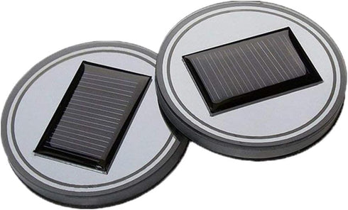 Youngine Pack of 2, Solar LED Car Cup Holder Mat Pad Waterproof Bottle Drinks Coaster Built-in Light and Vibration Sensor Car Interior Decoration ...