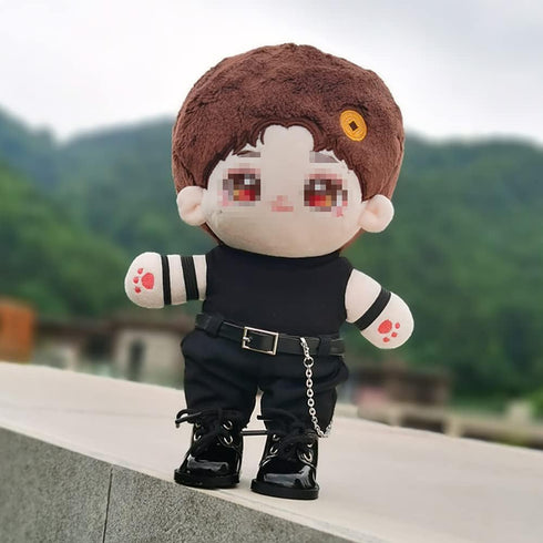 niannyyhouse 20cm Plush Doll Clothes Black Vest Pants Belt Accessories...