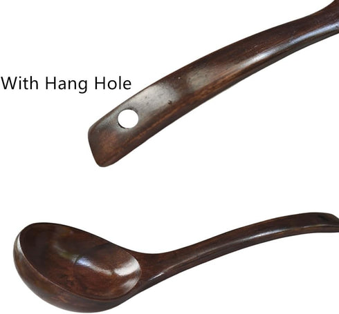 Large Wooden Soup Ladle Spoon with Long Handle, Big Teak Wood Serving Spoon, Handmade Porridge Soup Scoop for Cooking Kitchen Utensils Tool (Brown...