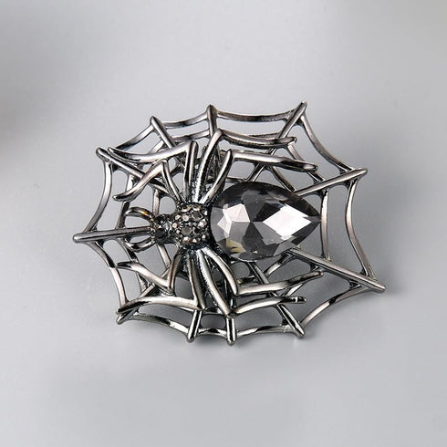 Gothic Spider Black Crystal Brooch Pin - Elegant Halloween Costume Jewelry...
