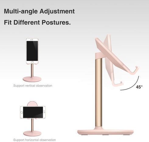 Bright Stone Phone Stand for Desk, Adjustable Cell Phone Holder for Desk, Compatible with 4"-12.9" Phones/Tablet/iPhone/iPad/Switch (Pink)...