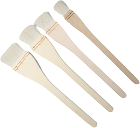 FDXGYH 4pcs Flat Hake Brushes Professional Soft Goat Hair Paintbrush with Solid Wooden Handle for Watercolor Wash Pottery Painting...