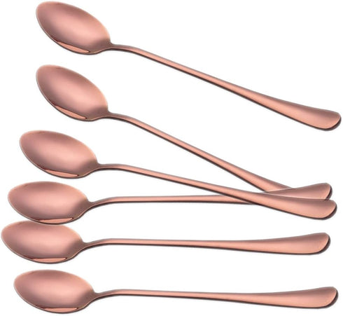 Long Handle Ice Tea Spoons, Gold Plated Latte Spoon, Stainless Steel Ice Cream Spoon, Iced Tea Spoon, Cocktail Stirring,Tea, Coffee, Milkshake Des...