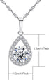 Harlorki 925 Silver Plated Cubic Zirconia Shiny Teardrop Rhinestone Pendent Necklace Dangle Earrings Jewelry Set for Women Lady...