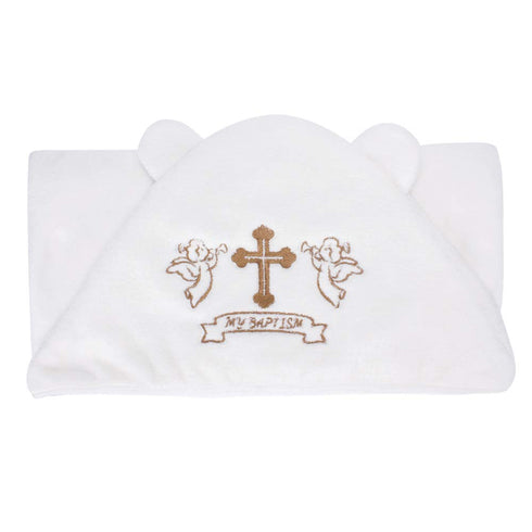 ESTAMICO Unisex Baby Plush Hooded Bath Towels with Embroidery Cross and Cute Ears Baptism for Infants, Toddlers & Kids...