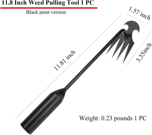 Stainless Weeding Artifact Uprooting Weeding Tool, Weed Puller Tool 4 Teeth Dual Purpose Forged Weed Puller, Multifunctional Manual Weeders for Ga...