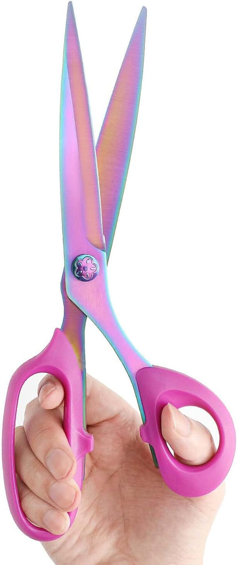 Sharp Sewing Scissors, Professional Heavy Duty Titanium Coating Forged Stainless Steel Multi-Purpose Shears for Fabric Leather, Dressmaking, Tailo...