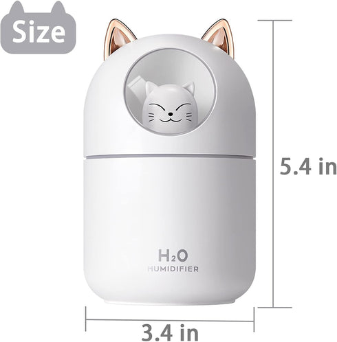 Small Humidifier Cute Portable Cool Mist Humidifier 300ML 7 Color Night Light USB Air Humidifier for Bedroom Office Desk Car Plants Travel (White)...