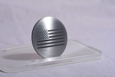 American Car Craft Dial Shifter Trim Plate Etched Flag, Brushed Stainless - Etched USA Flag Style...