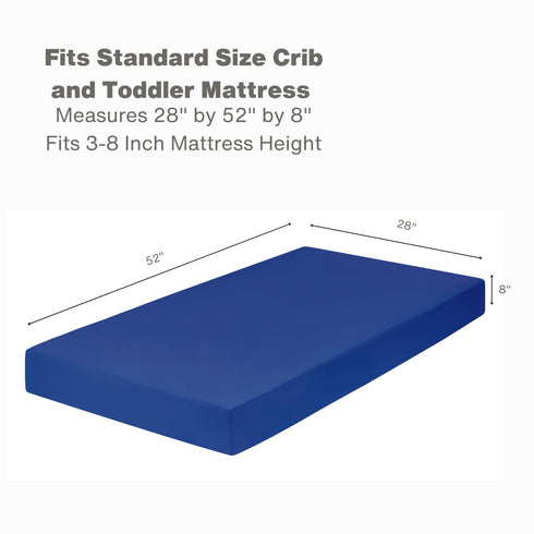 Everyday Kids Fitted Crib Sheet, 100% Soft Breathable Microfiber Baby Sheet, Fits Standard Size Crib Mattress 28in x 52in, Royal Blue Nursery Shee...