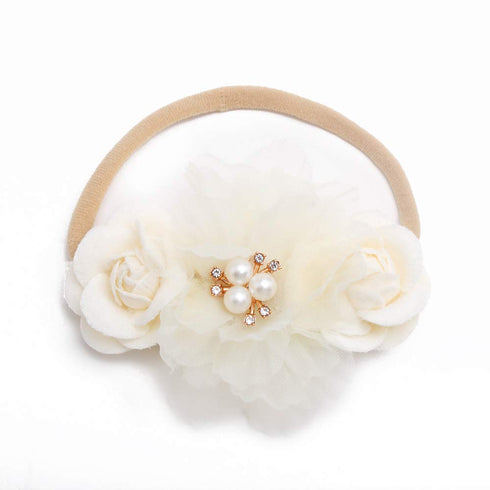 Baby Girl Floral Headband Nylon Flower Crown Elastic Hairband 3pcs Hair Accessories Gift for Girls, 2#, stretchy size...