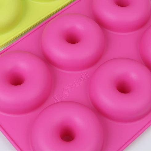 homEdge Silicone Donut Molds, 3-Pack of Non-Stick Food Grade Silicone Pans for Donut Baking – Green,Pink,Blue...