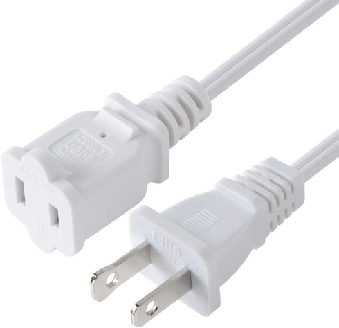 US AC Power Extension Cable Cord SPT-2 16AWG/2C 125V 13A 2-Prong Polarized Male to Female Extension Cord for NEMA 1-15P to NEMA 1-15R (10 ft, Whit...