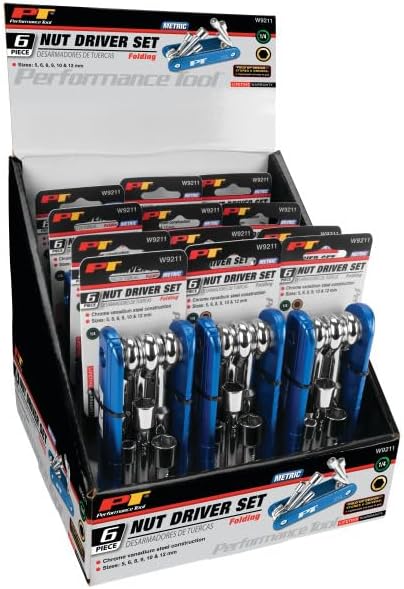 Performance Tool W9211 6Pc Met Folding Nut-Driver Set...
