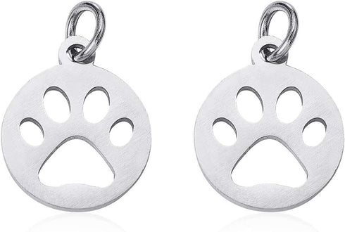 DanLingJewelry 10 pcs 304 Stainless Steel Dog Paw Print Charm Doggy Bear Cat Animal Footprint Pendant for Jewelry Makings 14x12mm...