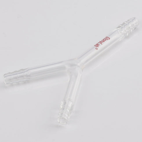 stonylab Glass Connecting Adapter, Borosilicate Glass Connector Adapter 8 mm O.D. Y-Shaped 3-Way Connection Tube for Laboratory Air Flow Control L...