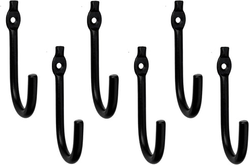 Hand Forged Metal Wall Hook Set of 6 Pcs Wrought Iron Handmade Wall Mounted Towel Hooks Rack Black Finish Wall Hooks by Living Ideas...