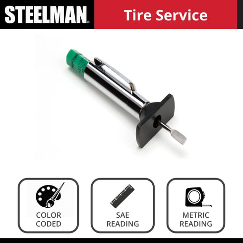 Steelman Color Coded Tread Depth Gauge, Quickly Identifies Amount of Tread on Tires, Reads in MM and 32nds...